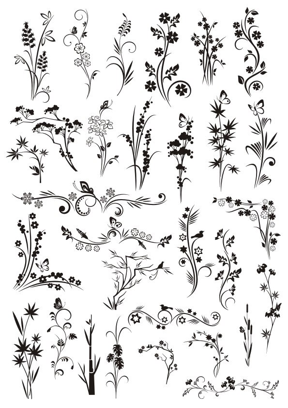 Decorative Elements Floral Ornaments Free Vector File