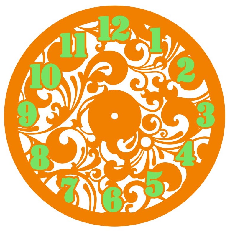 Decorative Floral Wall Clock Laser Cut Free Vector File