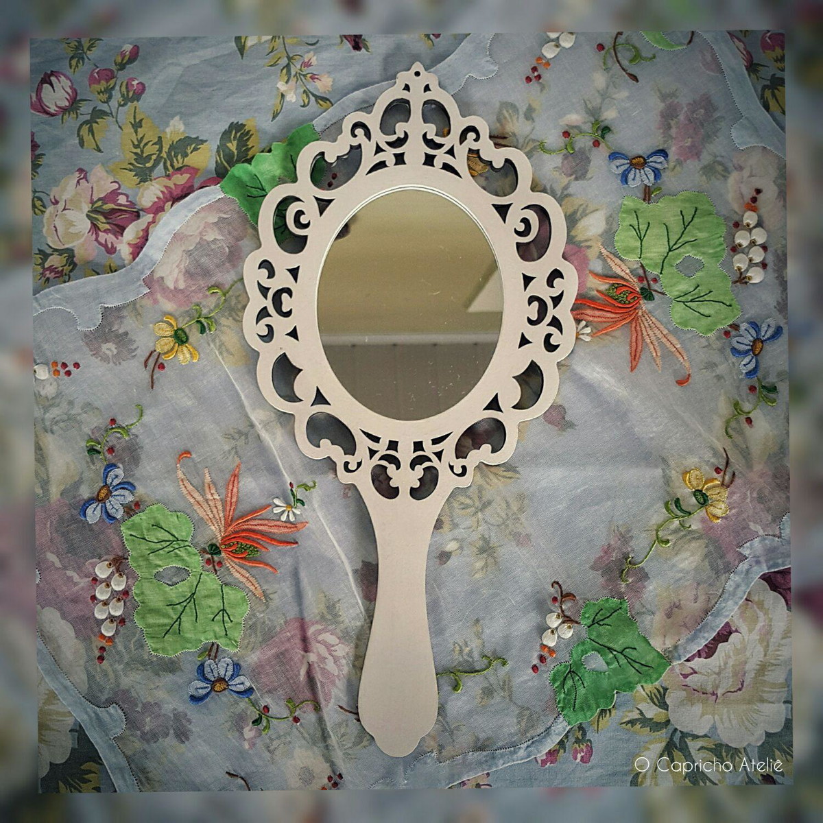 Decorative Hand Mirror Frame For Laser Cutting Free Vector File