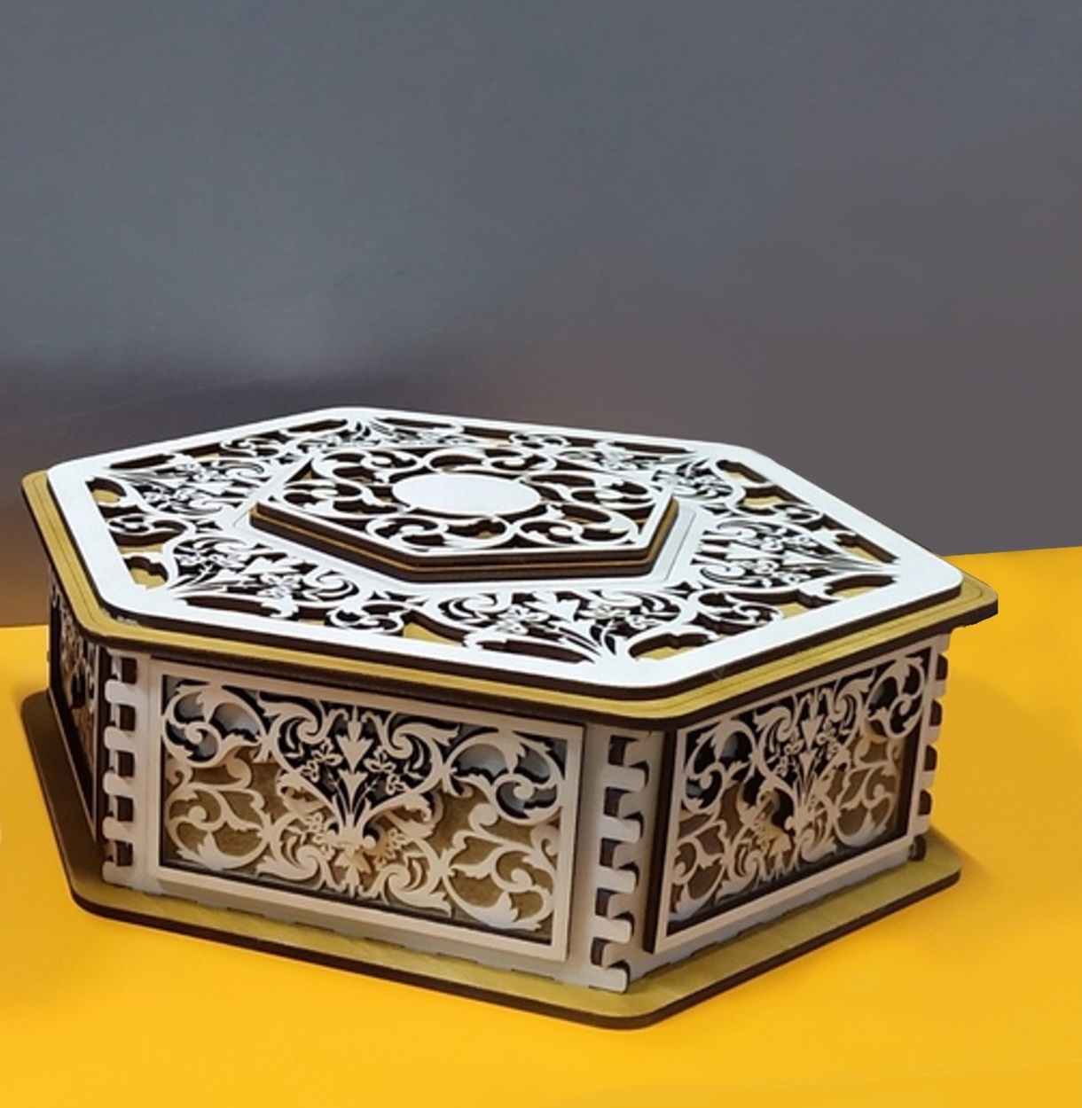 Decorative Hexagonal Gift Box For Laser Cut Free Vector File