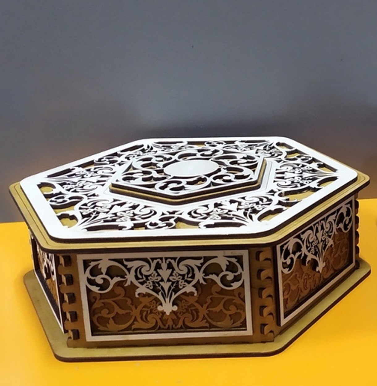 Decorative Hexagonal Gift Box For Laser Cut Free Vector File