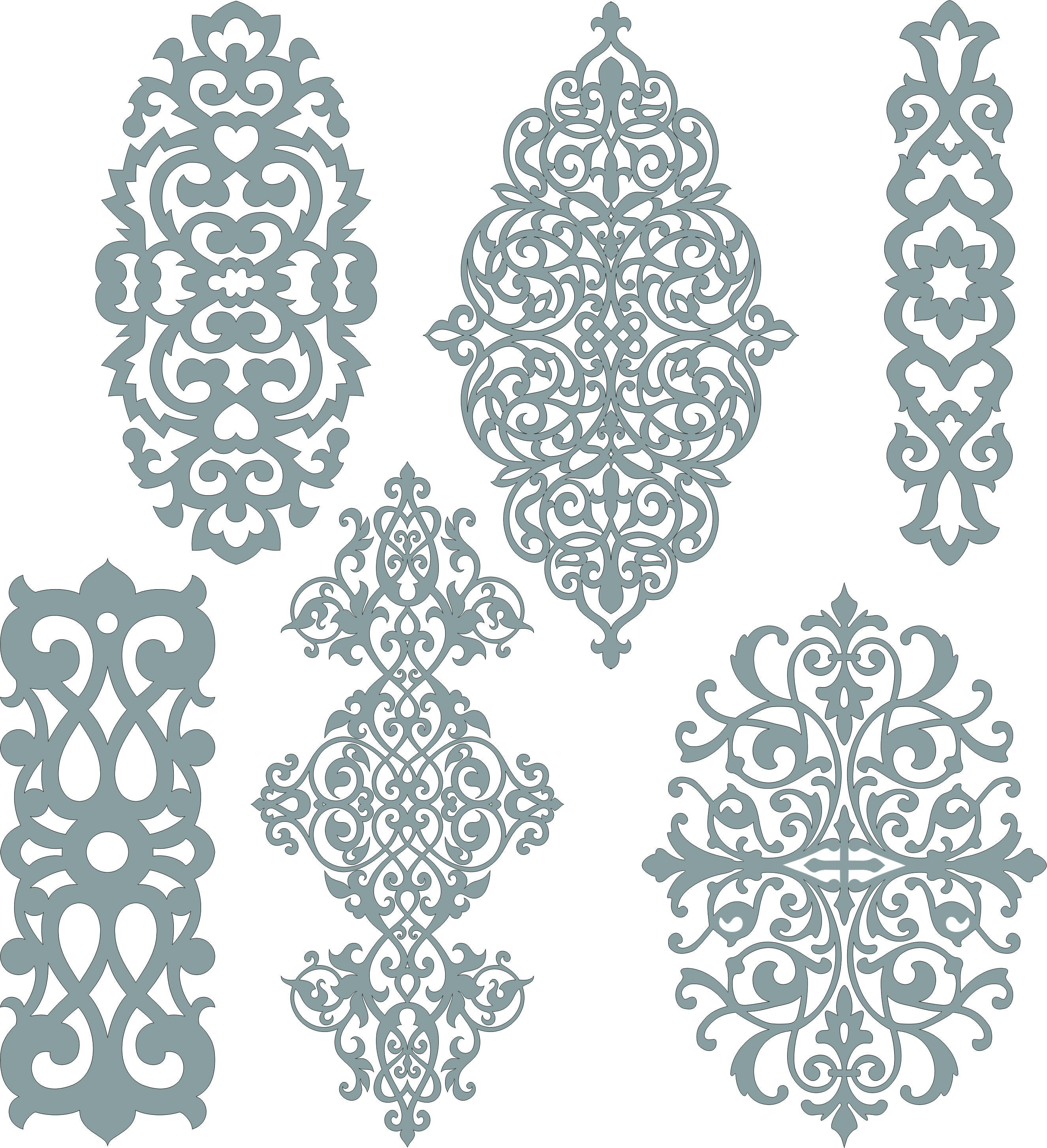 Decorative Lattice Seamless Designs Set For Laser Cut Free Vector File