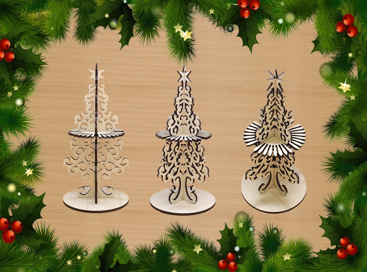 Decorative New Year Tree Napkin Holder For Laser Cut Free Vector File