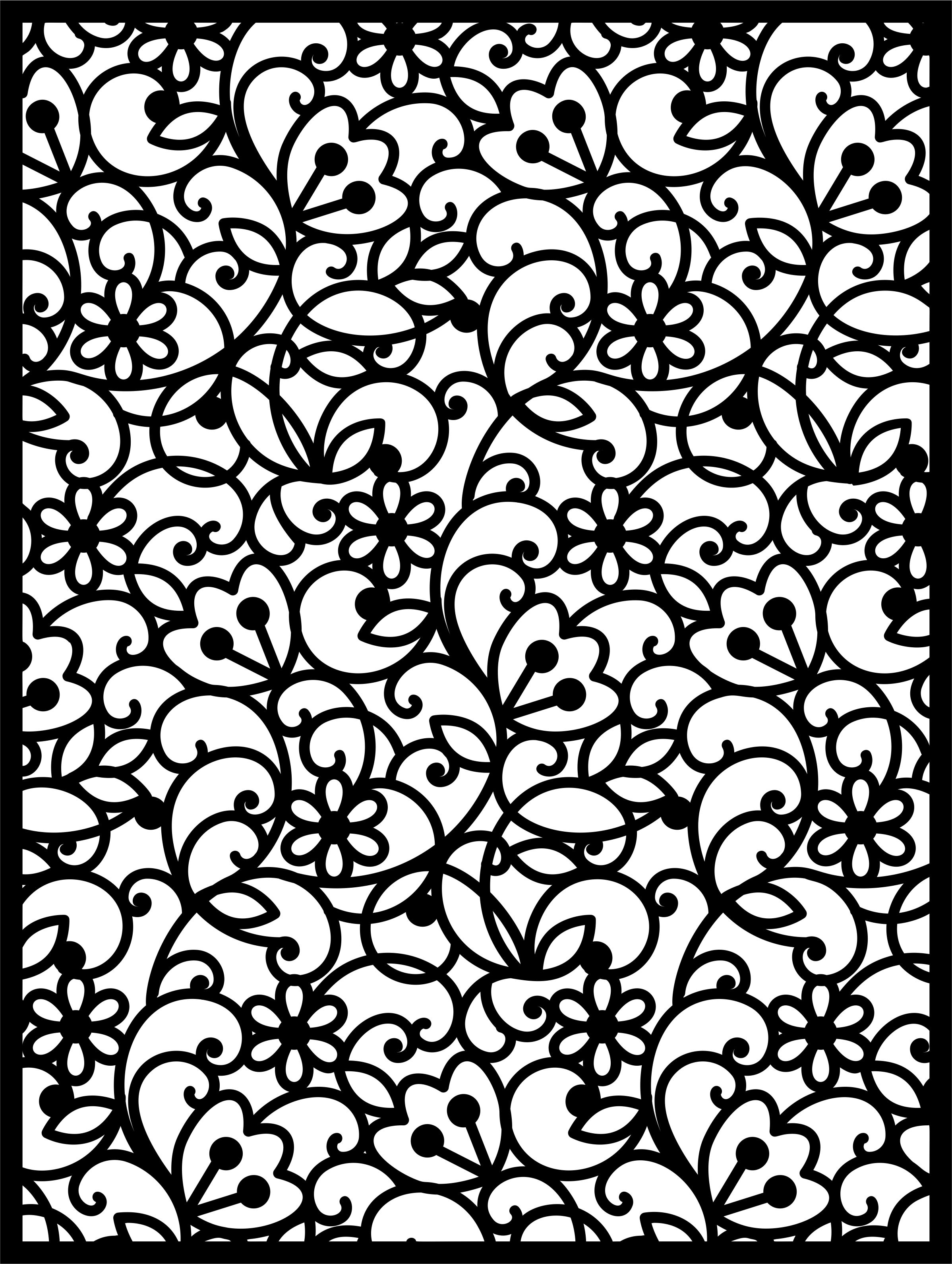 Decorative Privacy Partition Indoor Panel Room Divider Floral Lattice Stencil Design For Laser Cut Free Vector File