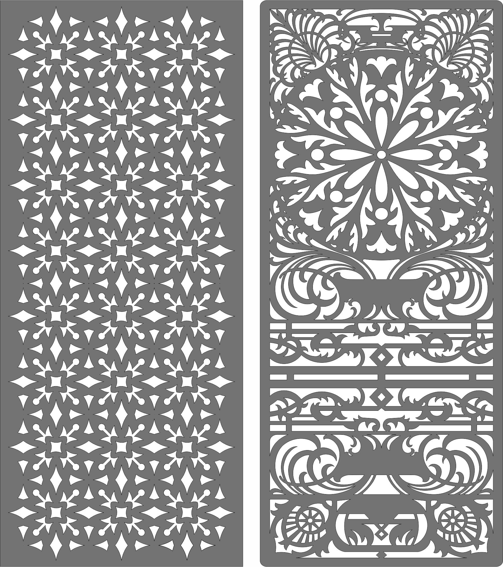 Decorative Privacy Partition Indoor Panel Room Divider Seamless Pattern For Laser Cut Free Vector File