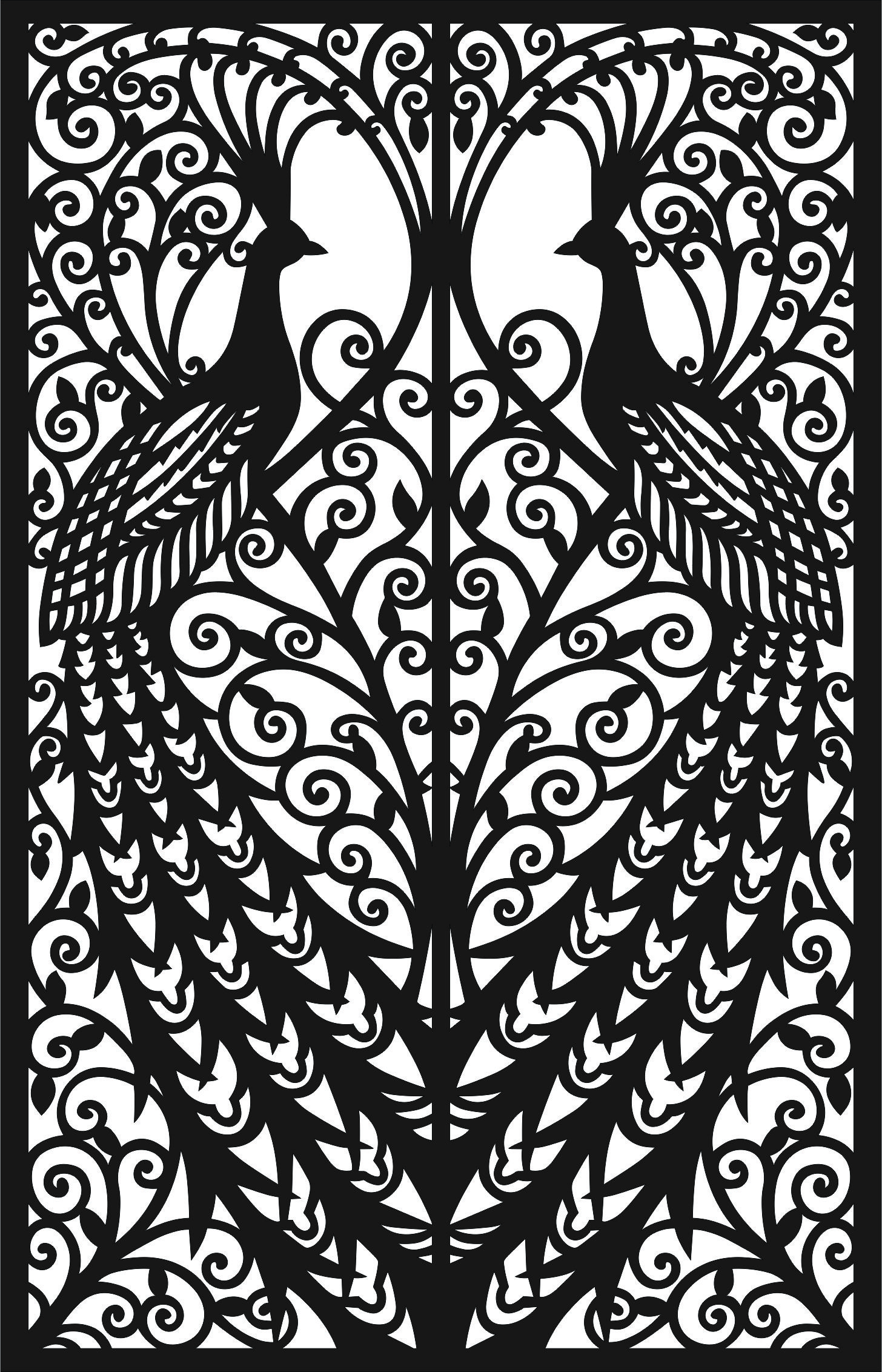 Decorative Privacy Partition Peacock Panel Room Divider Lattice For Laser Cut Free Vector File