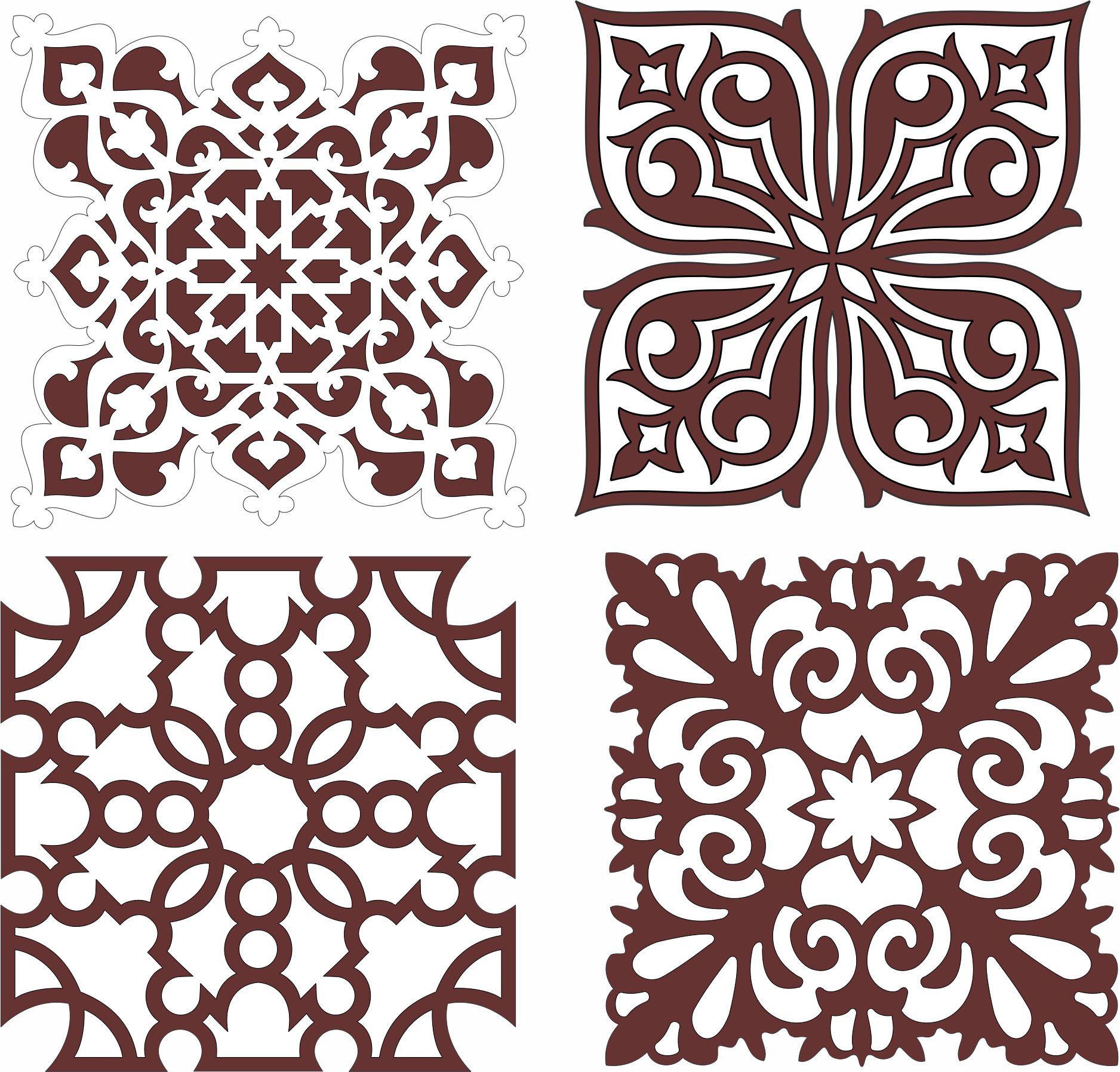 Decorative Screen Pattern Design Set For Laser Cut Free Vector File