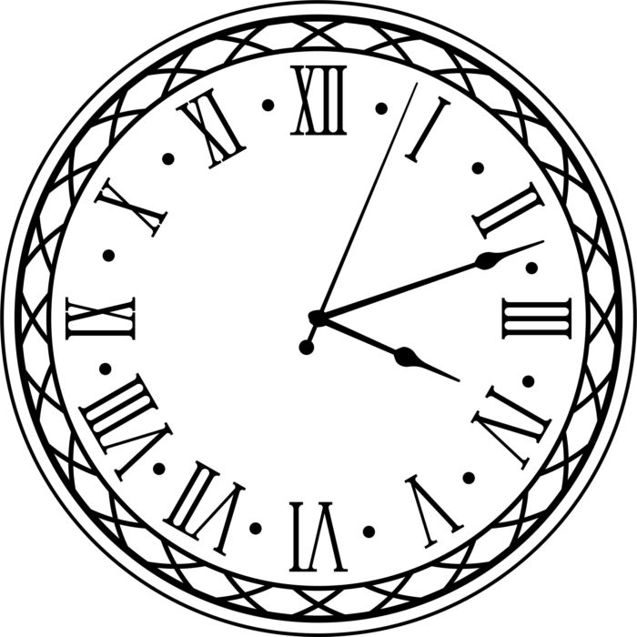 Decorative Wall Clock Roman Pattern Laser Cut Free Vector File