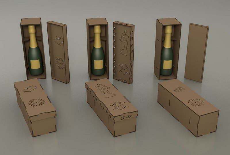 Decorative Wine Bottle Box Gift Box Free Vector File