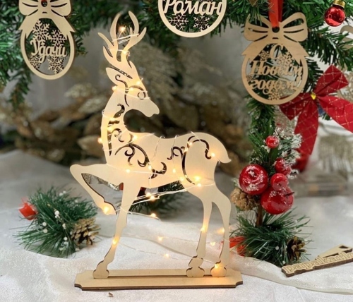 Deer Christmas New Year Decor Laser Cut Free Vector File