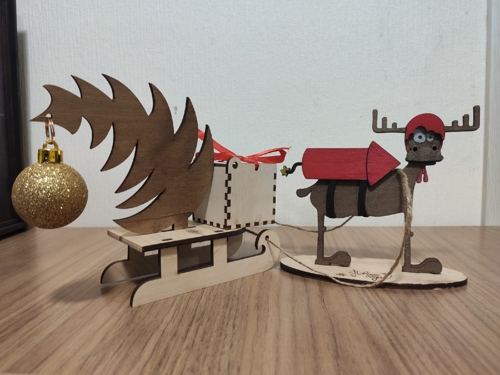 Deer Pulling Sleigh Laser Cut Free Vector File