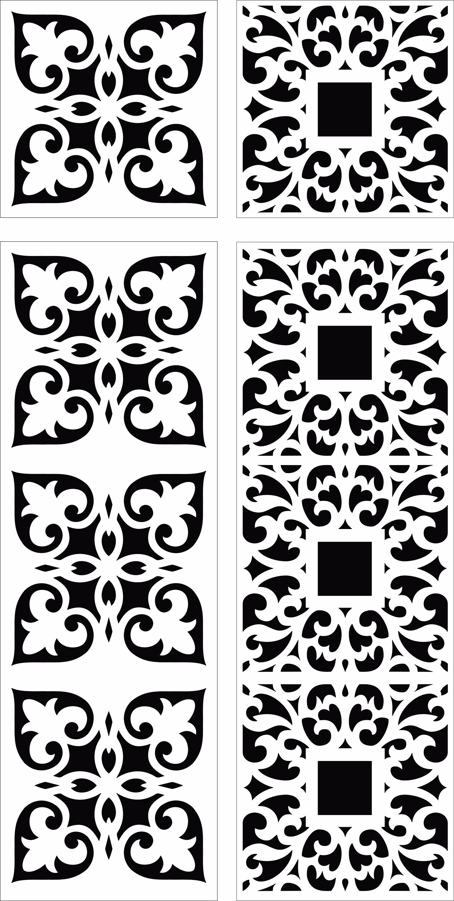 Divider Seamless Floral Grill Set For Laser Cutting Free DXF File