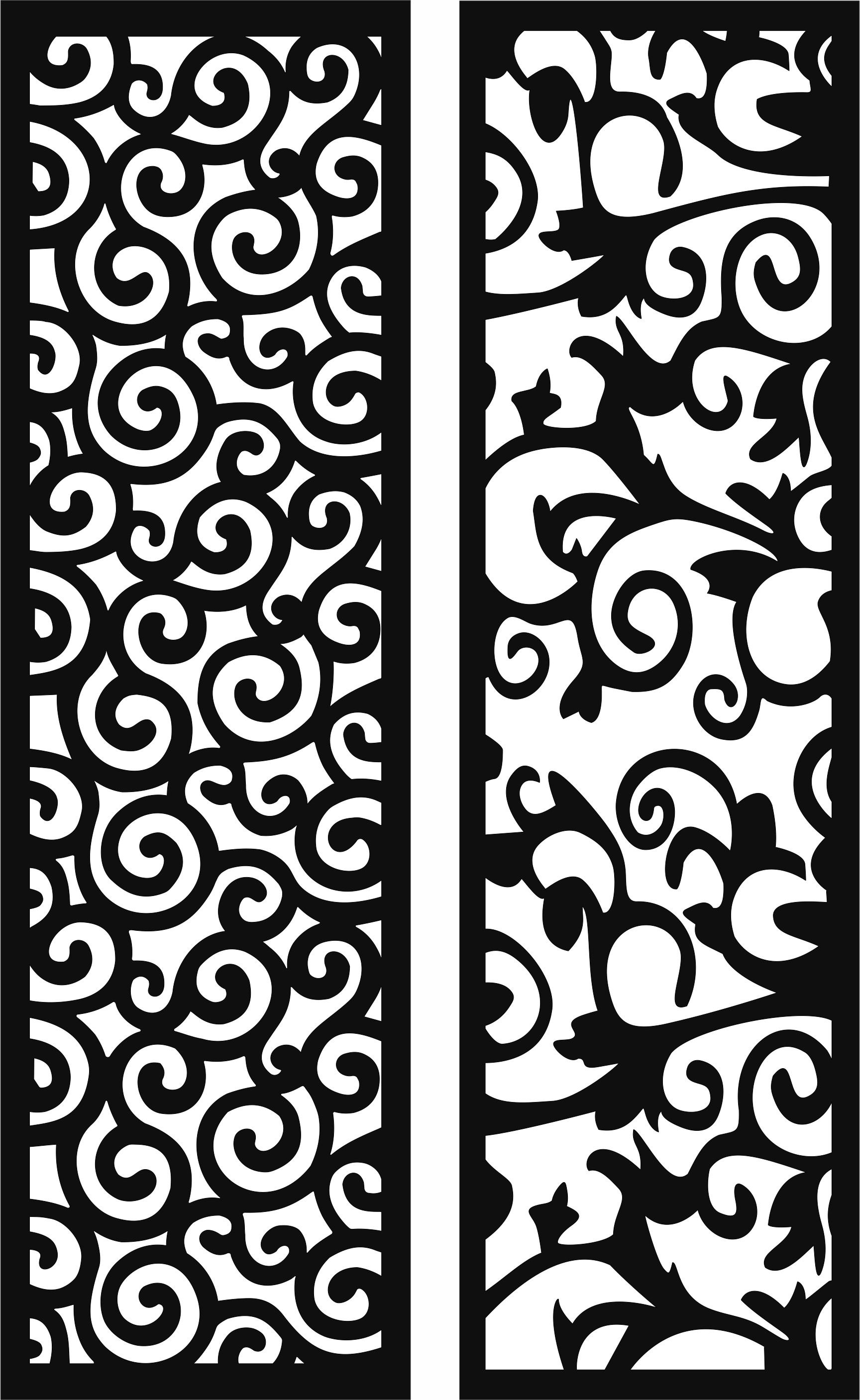Divider Seamless Floral Screen Cnc Laser Cutting Free DXF File