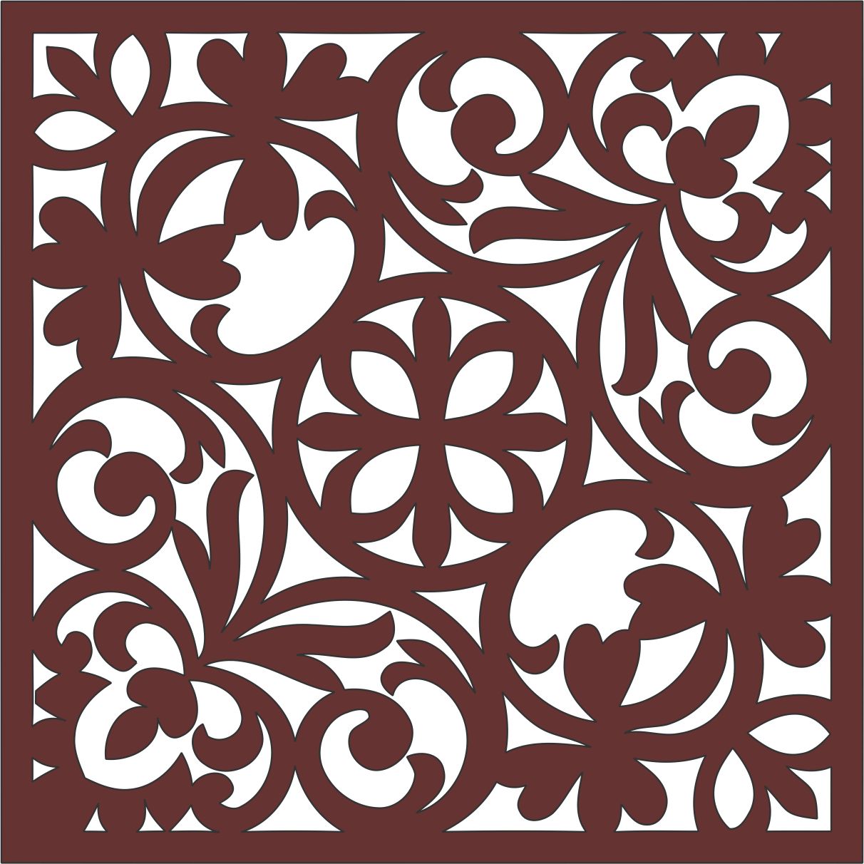 Divider Seamless Floral Screen Pattern For Laser Cutiing Free Vector File