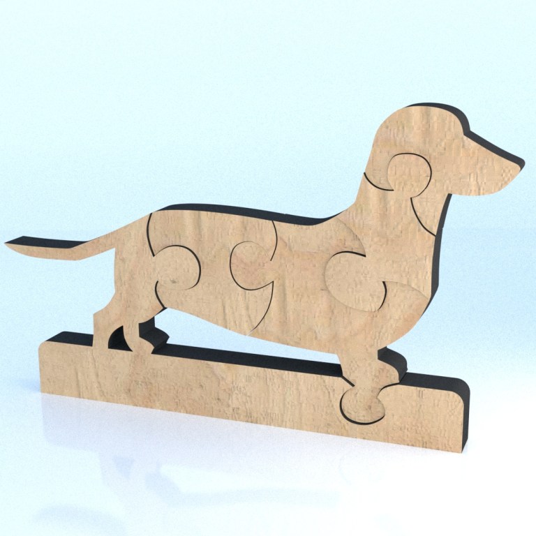 Dog Puzzle 3 Drawing For Laser Cut Free DXF File