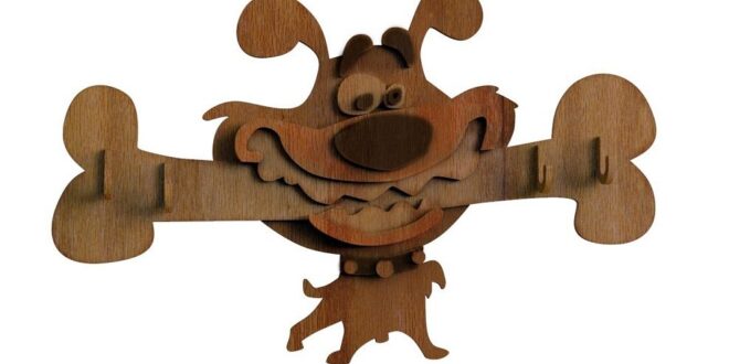 Dog With Bone Key Holder Laser Cut Free DXF File