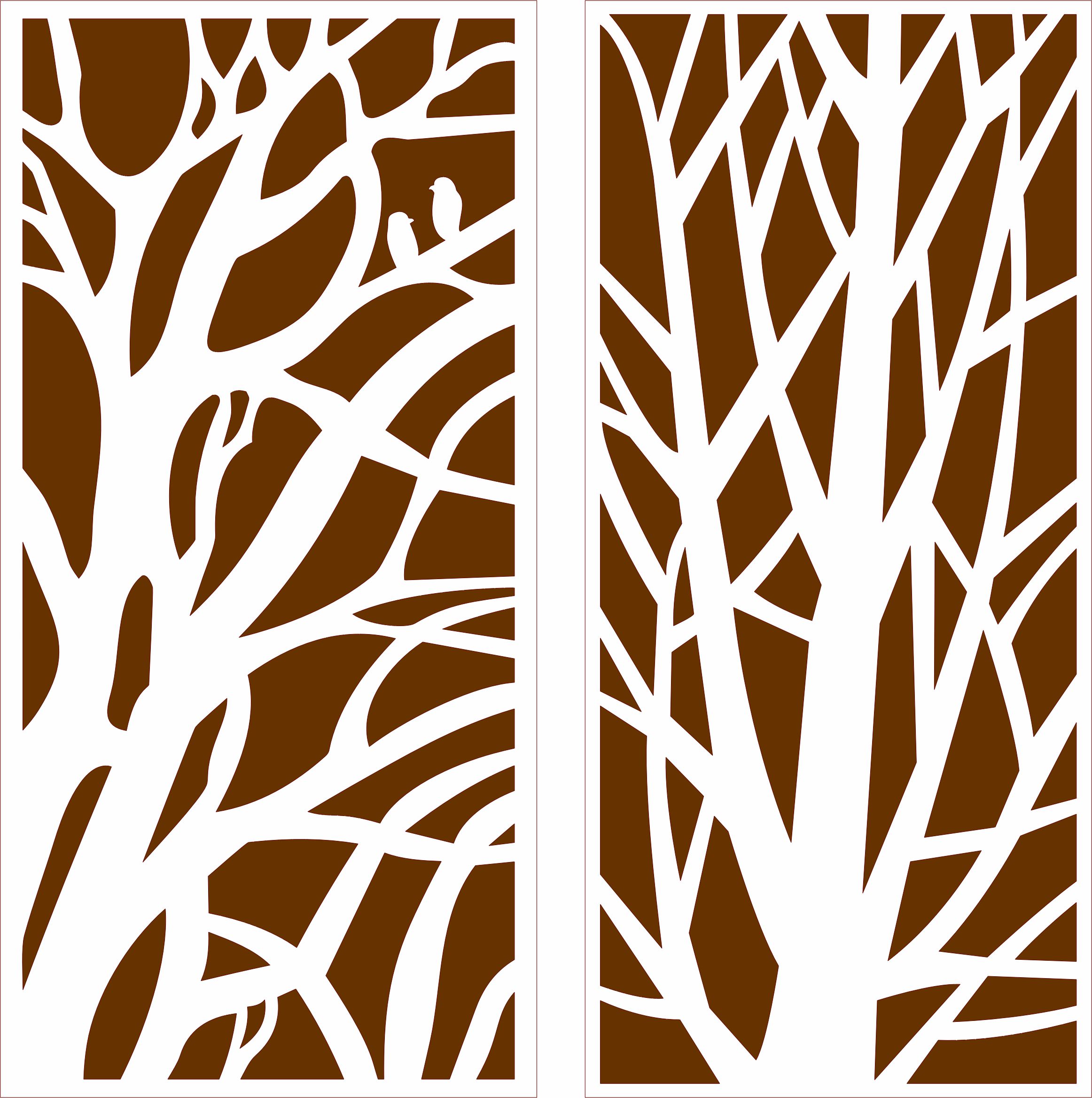 Drawing Room Big Branches Screen For Laser Cutting Free DXF File