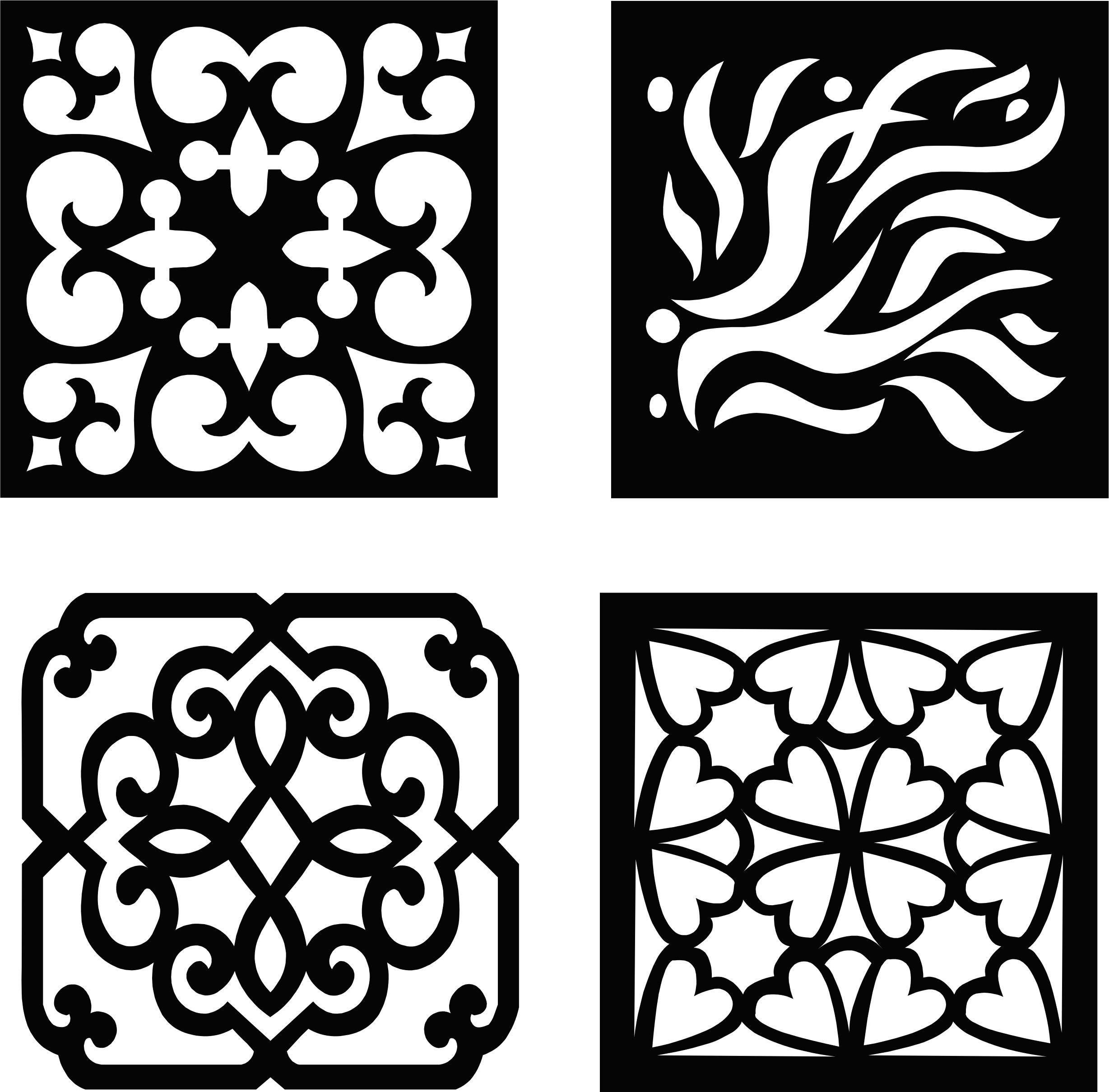 Drawing Room Floral Lattice Stencil Floral Seamless Panels Set For Laser Cut Free Vector File