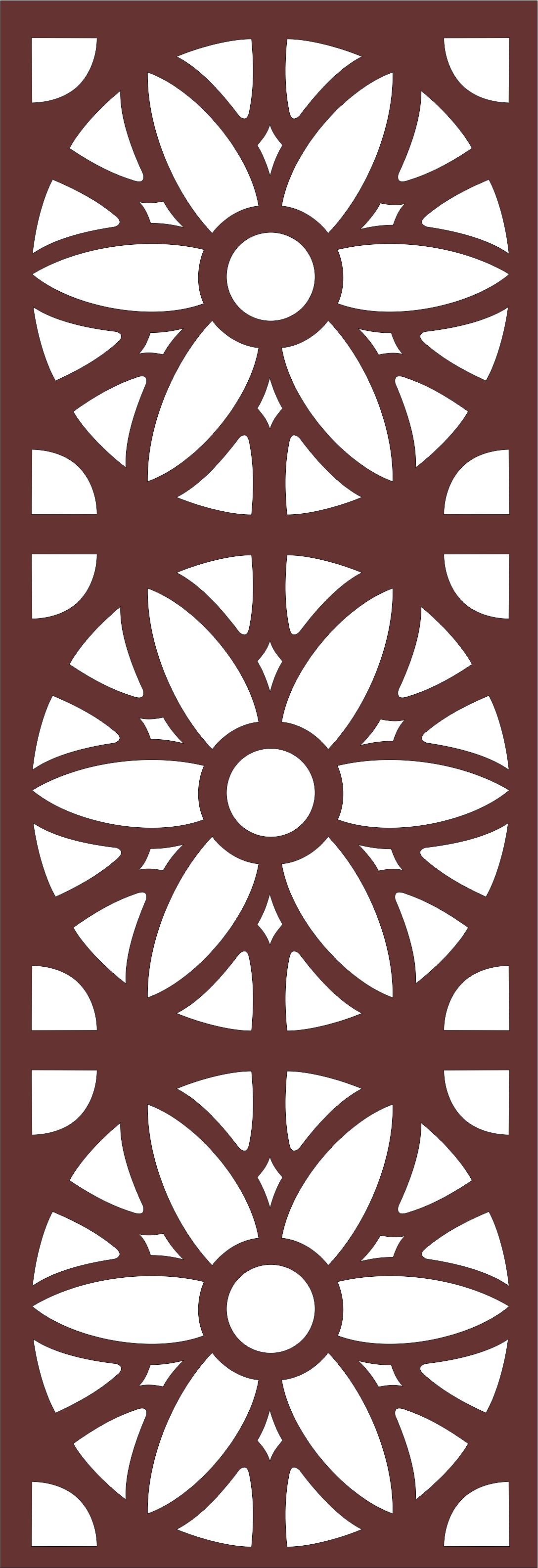 Drawing Room Grill Floral Seamless For Laser Cutting Free DXF File
