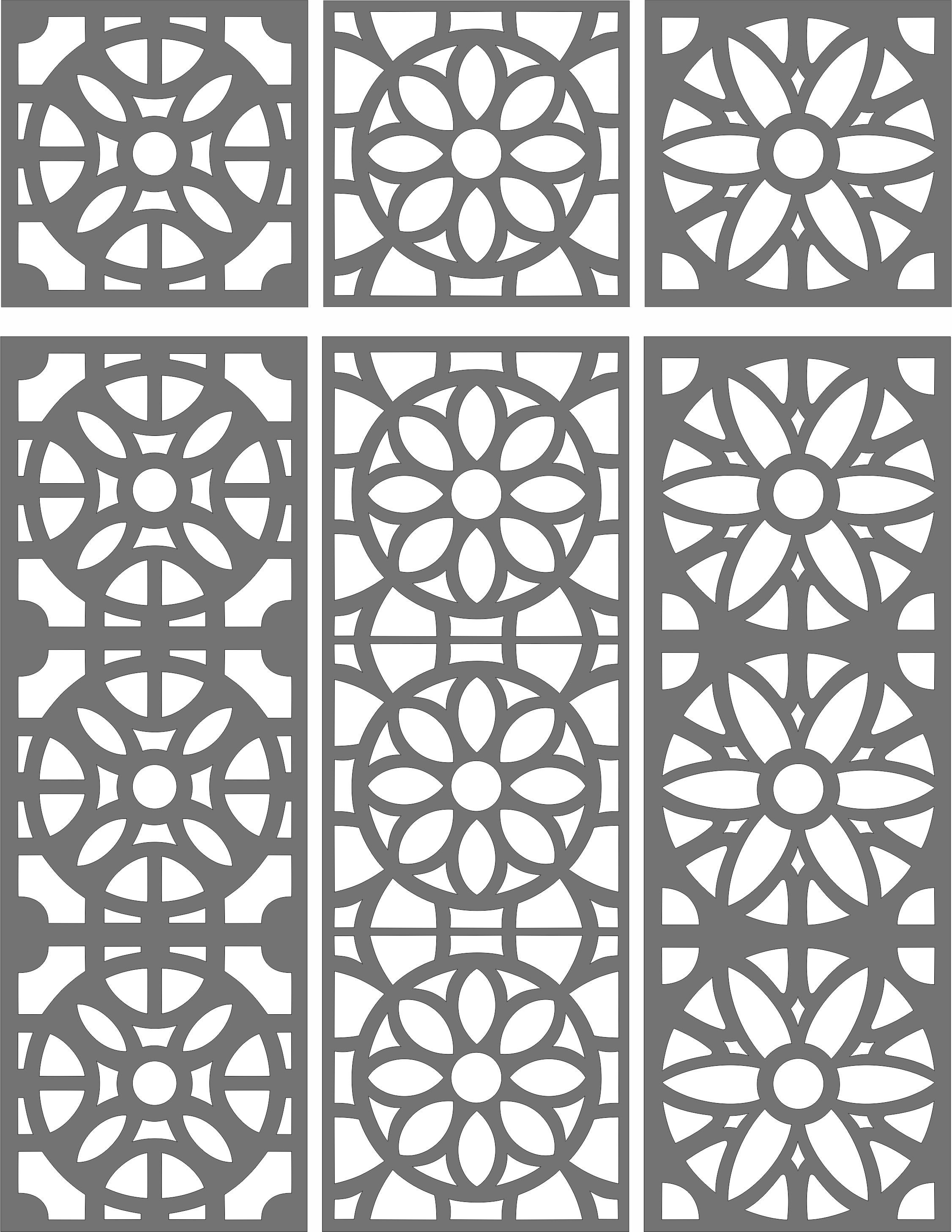 Drawing Rooms Grill Floral Seamless For Laser Cutting Free DXF File