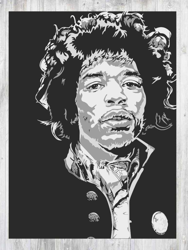 Engrave Jimi Hendrix Wall Art For Laser Cut Free Vector File