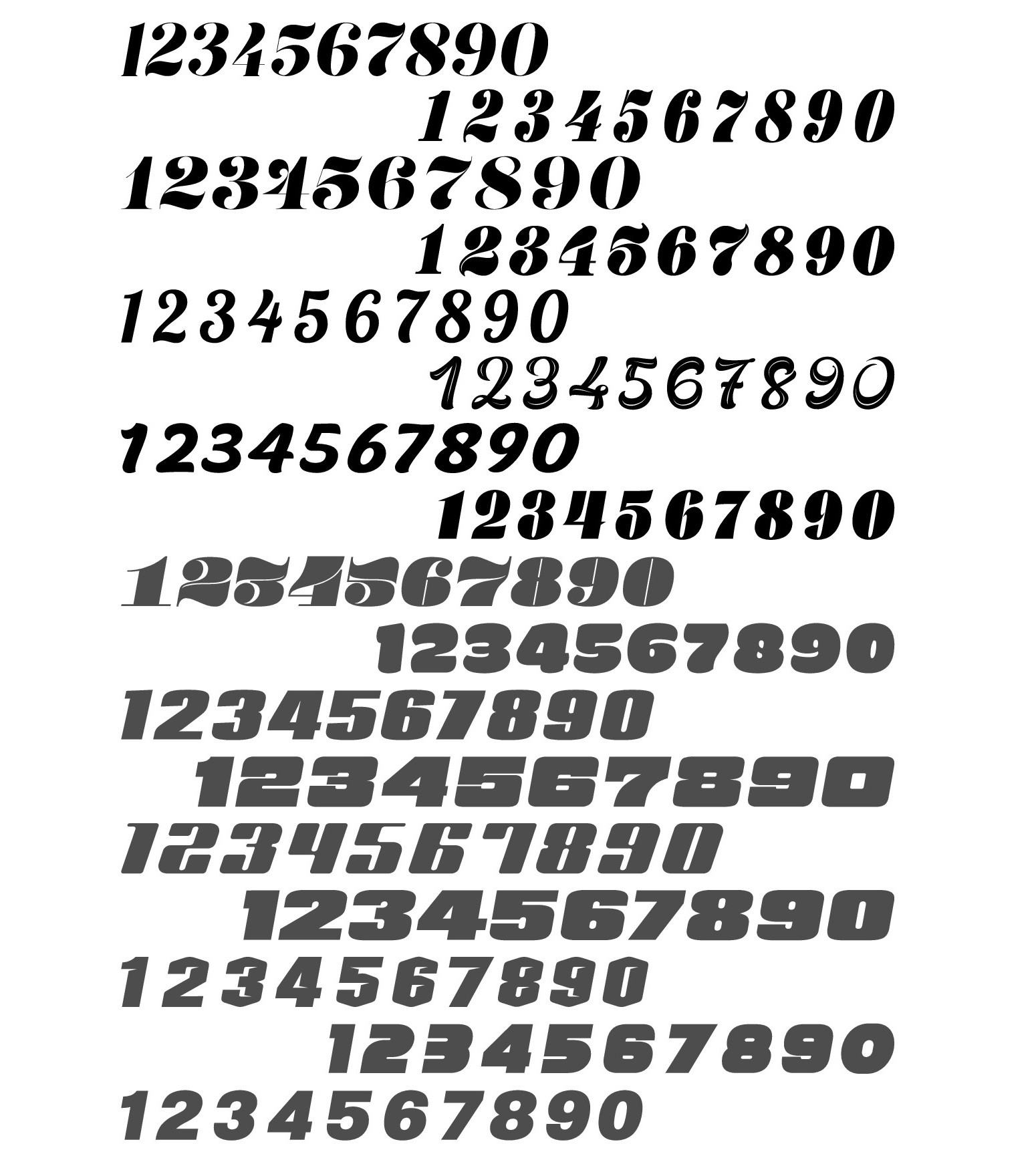 Engrave Stylish Numbers Collection For Laser Cut Free Vector File