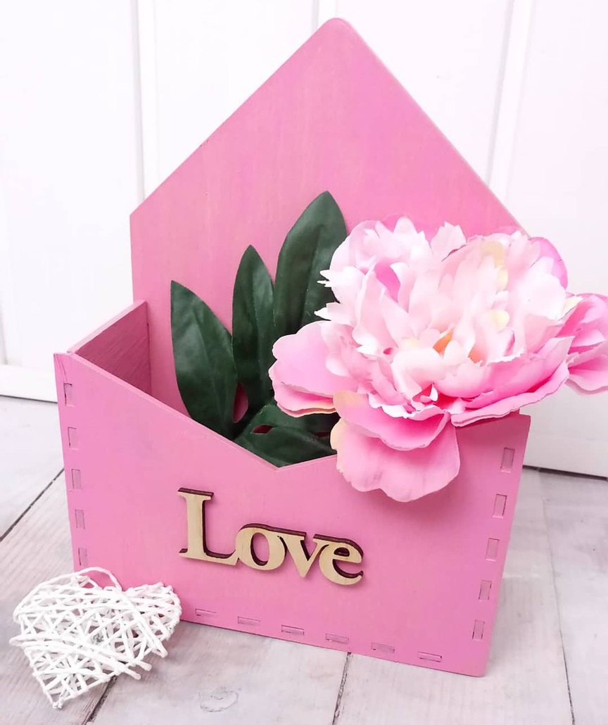 Envelope Flower Box For Laser Cut Free DXF File