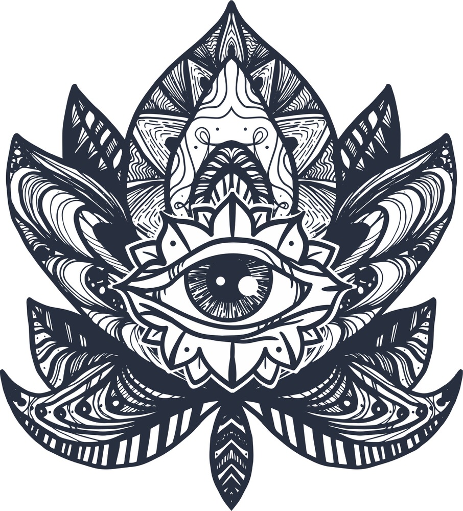 Eye Lotus Tattoo For Laser Cut Free Vector File
