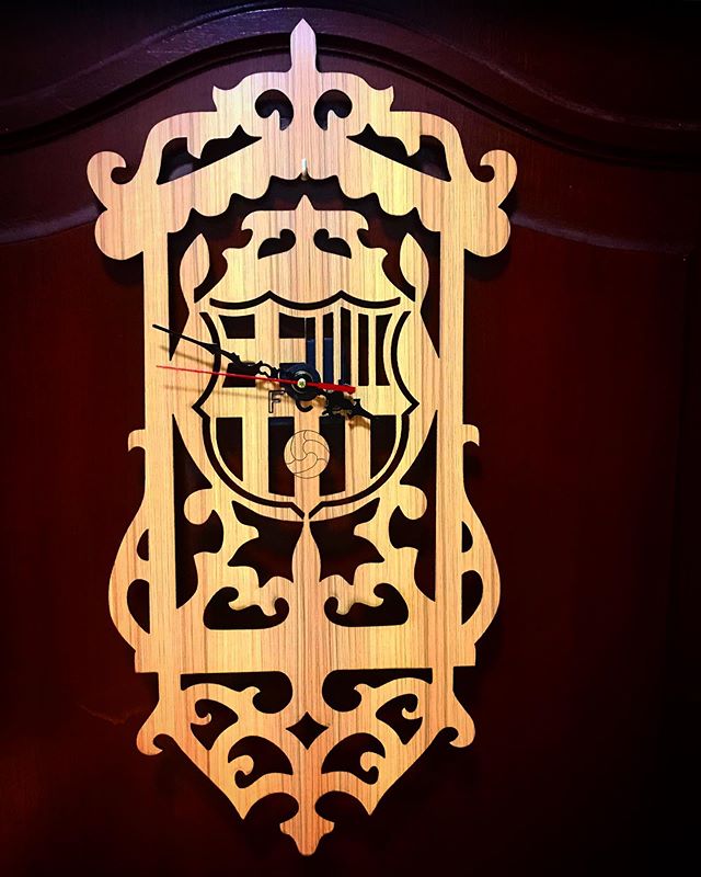 Fc Barcelona Wall Clock Template For Laser Cut Free Vector File