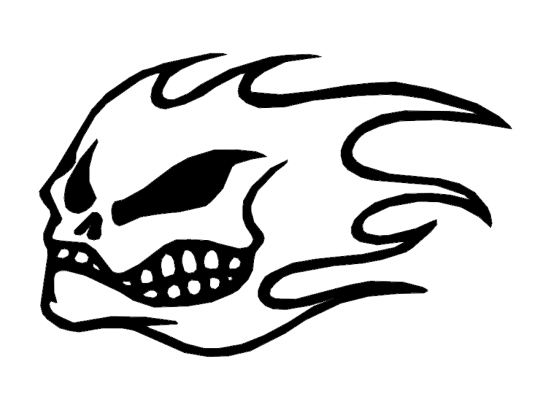 Flame Skull Free DXF File