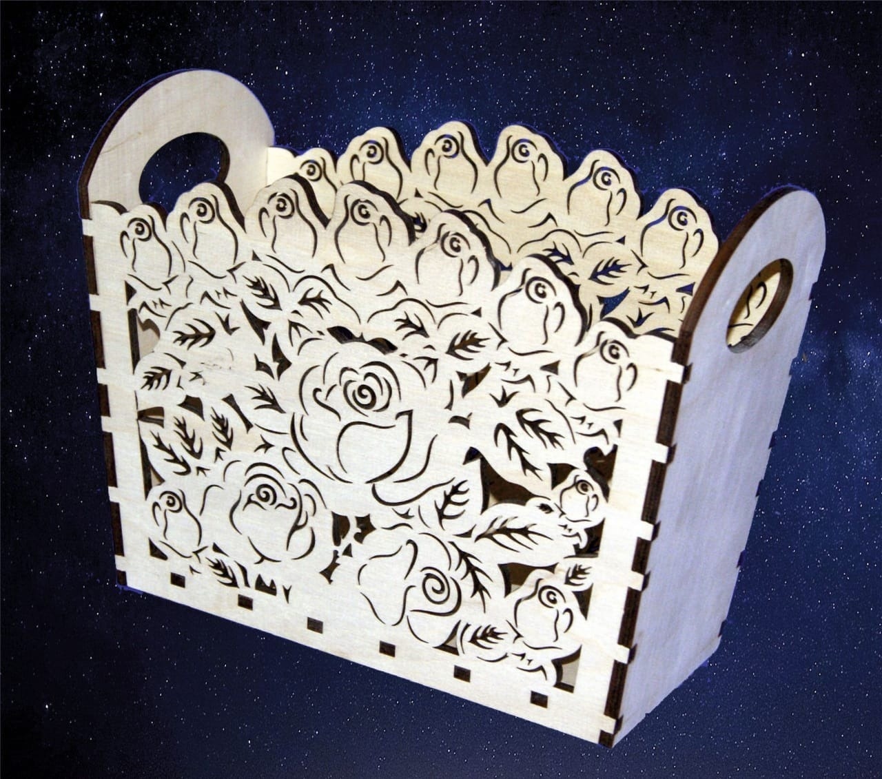 Floral Basket For Laser Cutting Free Vector File