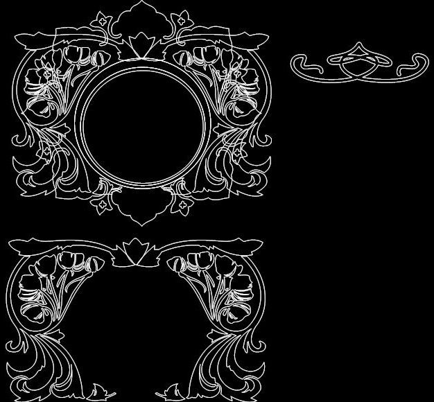 Floral Mirror Frame Free DXF File