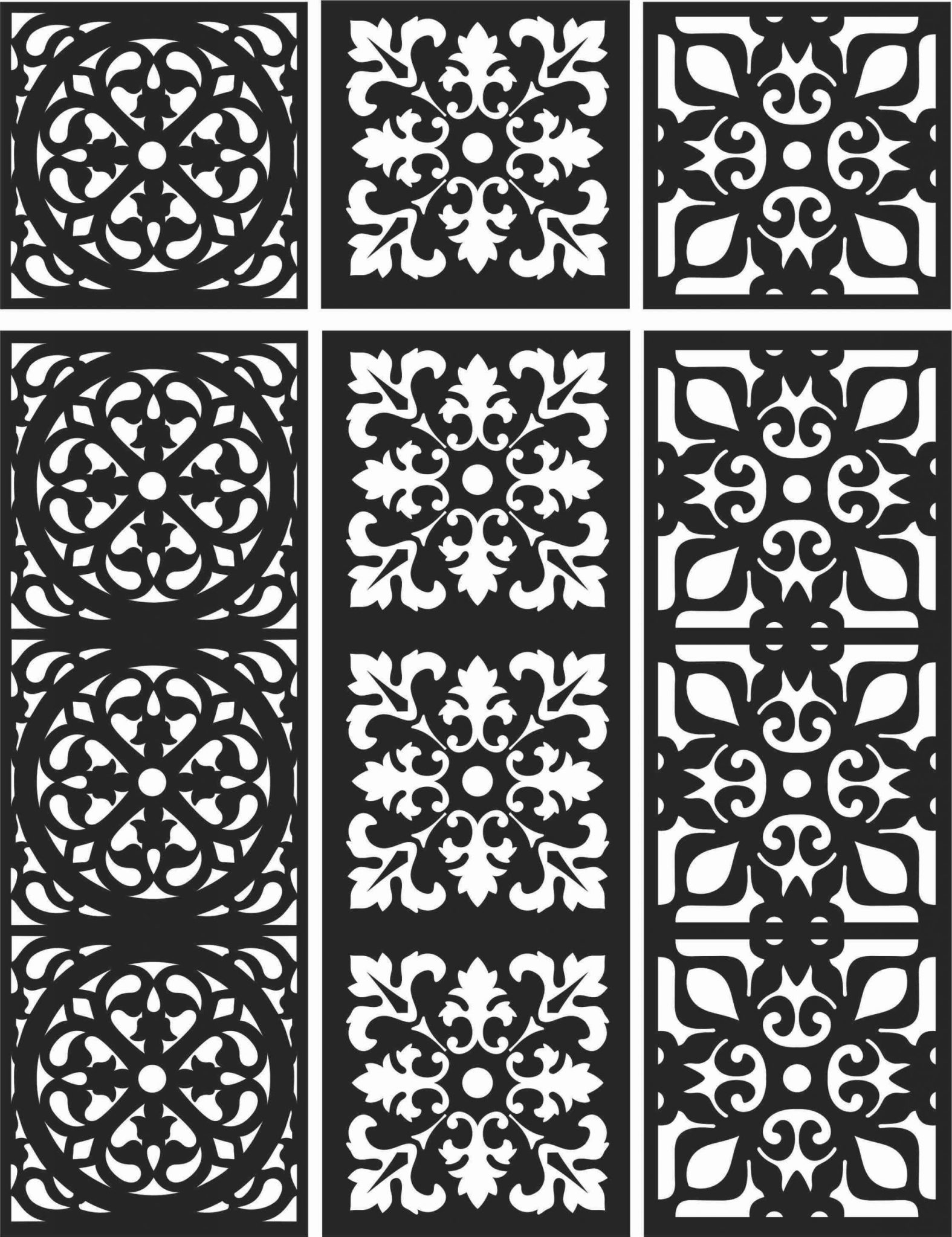 Floral Screen Patterns Design 107 Free DXF File
