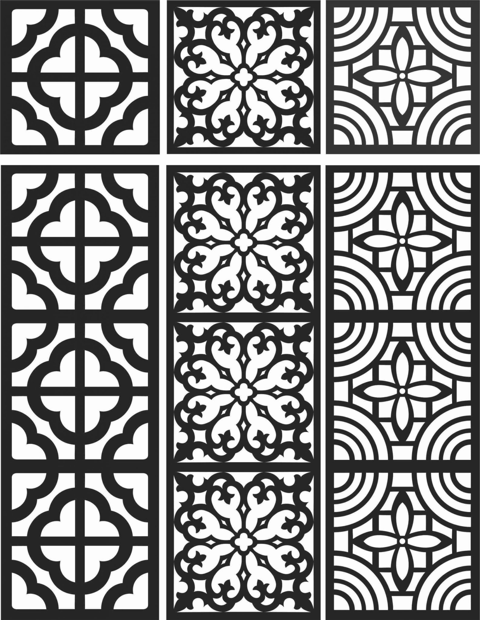 Floral Screen Patterns Design 108 Free DXF File