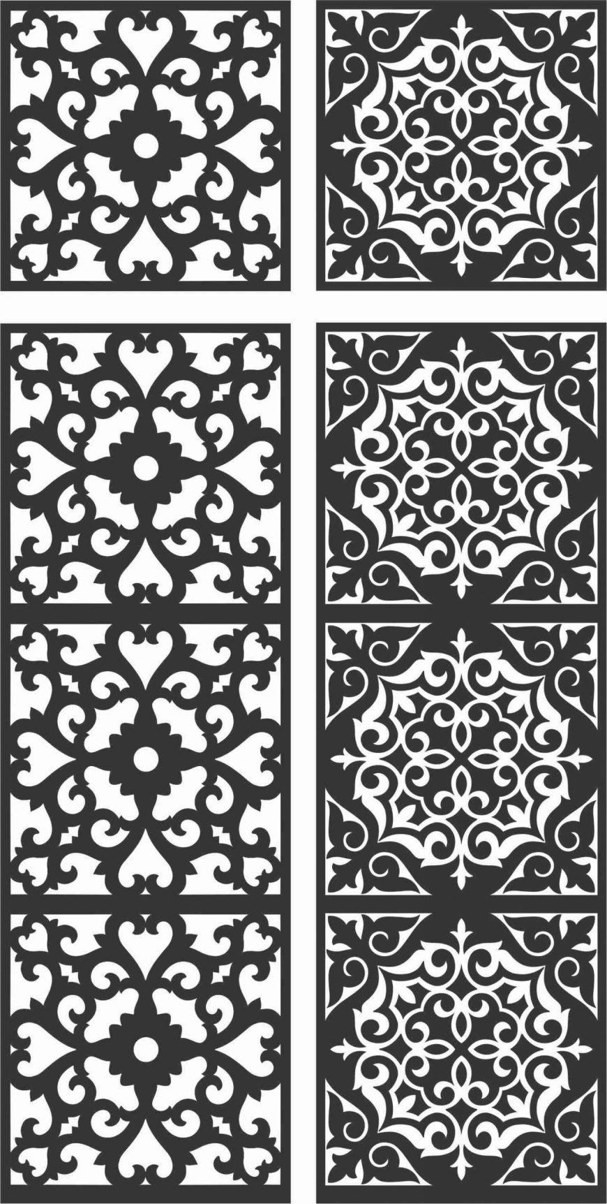 Floral Screen Patterns Design 122 Free DXF File