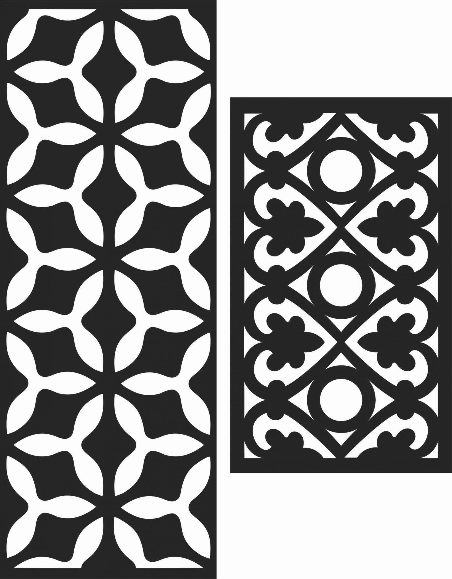 Floral Screen Patterns Design 37 Free DXF File