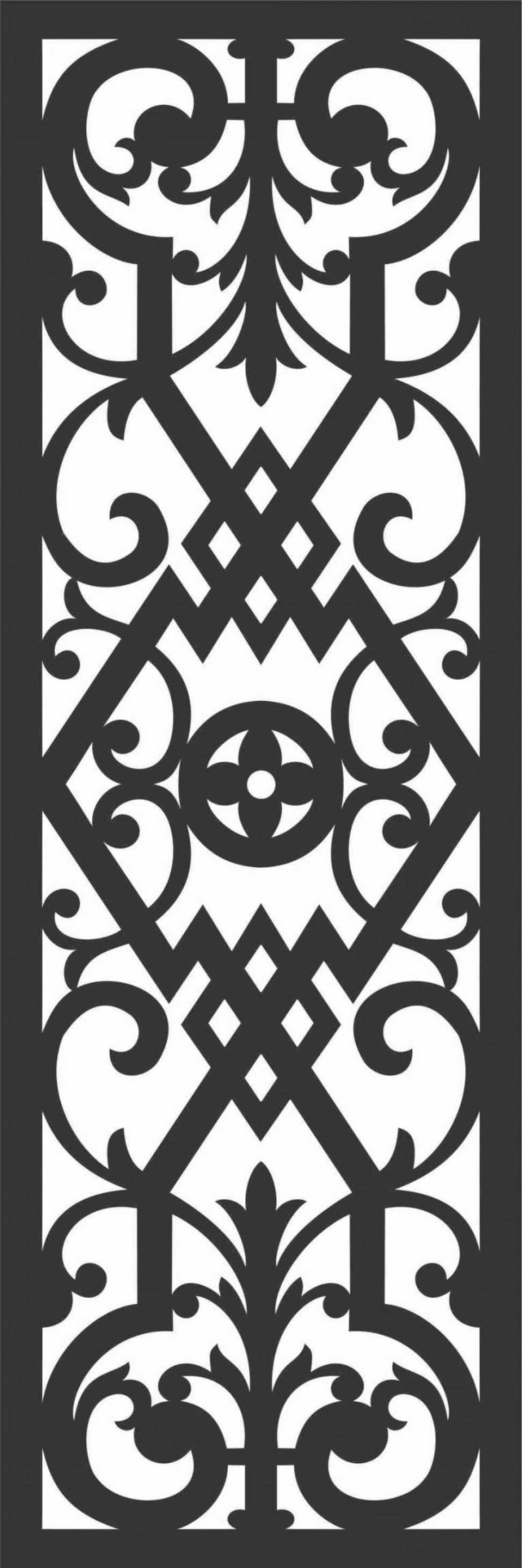 Floral Screen Patterns Design 92 Free DXF File