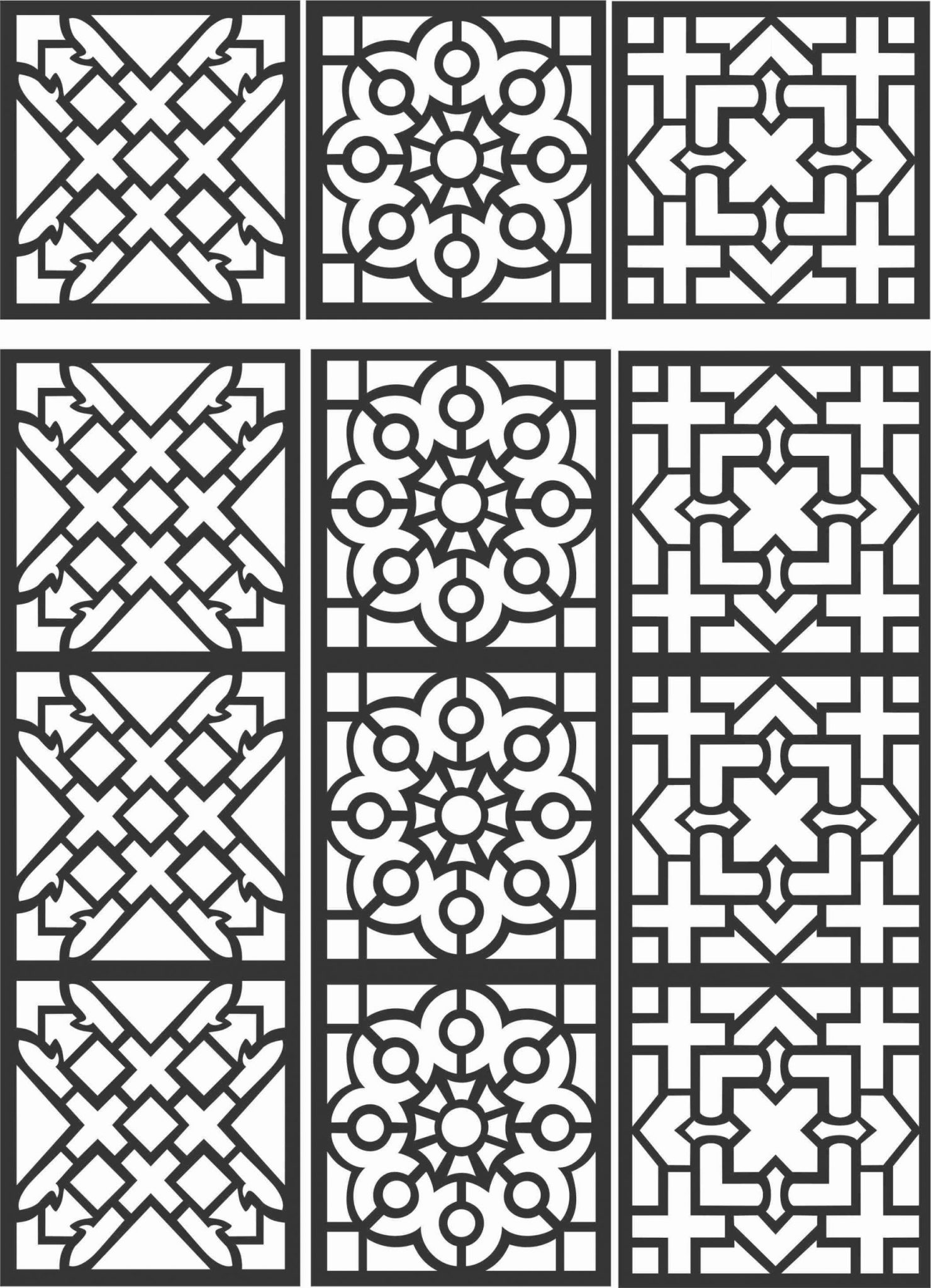 Floral Screen Patterns Design 97 Free DXF File