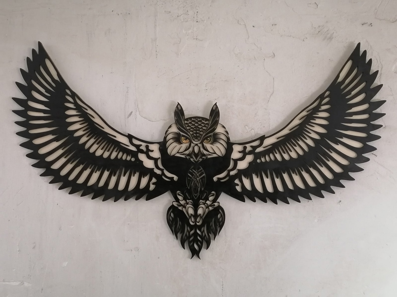 Flying Owl Wall Decor For Laser Cut Free Vector File