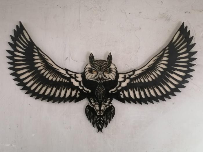 Flying Owl Wall Decor For Laser Cut Free DXF File