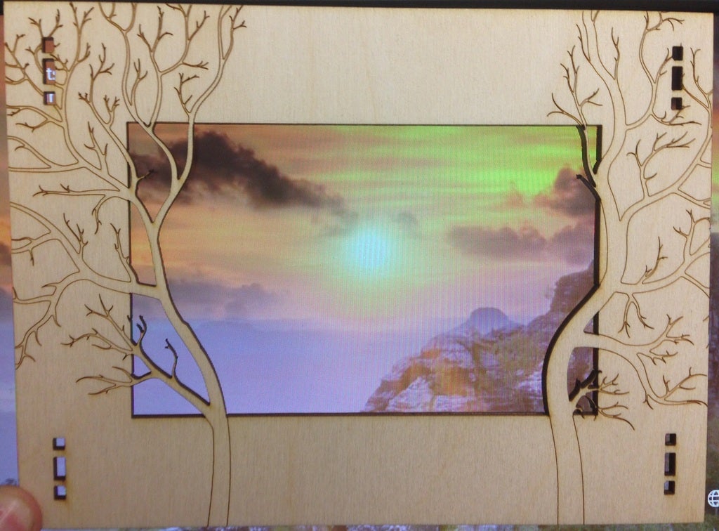 Forest Photo Frame Laser Cutting Template Free DXF File