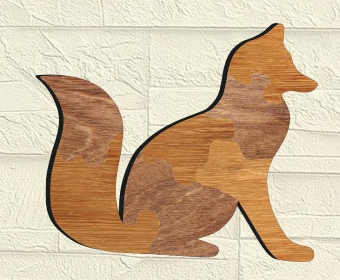 Fox Puzzle Drawing For Laser Cut Free DXF File