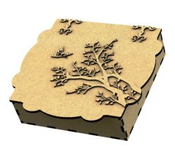 Gift Box Shaped Apricot Tree For Laser Cut Cnc Free DXF File