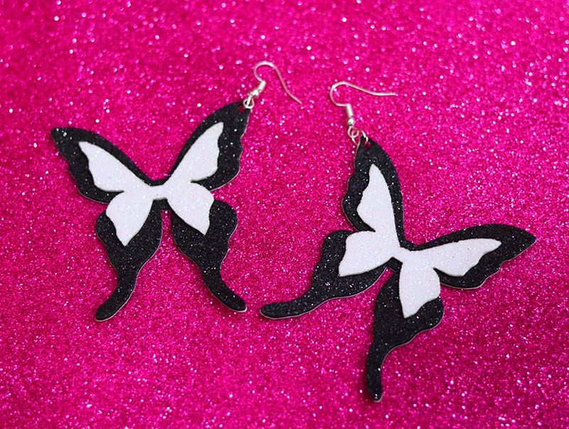 Glitter Paper Butterfly Earring Design Foam Sheet Earrings Laser Cut Free DXF File