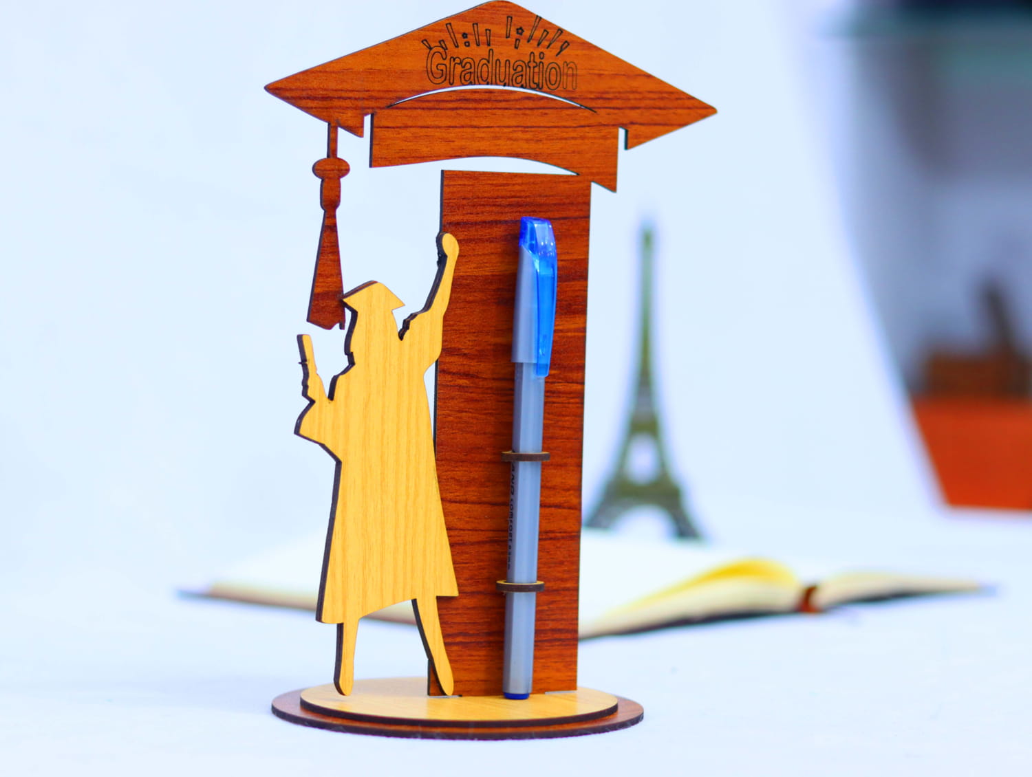Graduation Gift Wooden Pen Holder 3mm Laser Cut Free Vector File