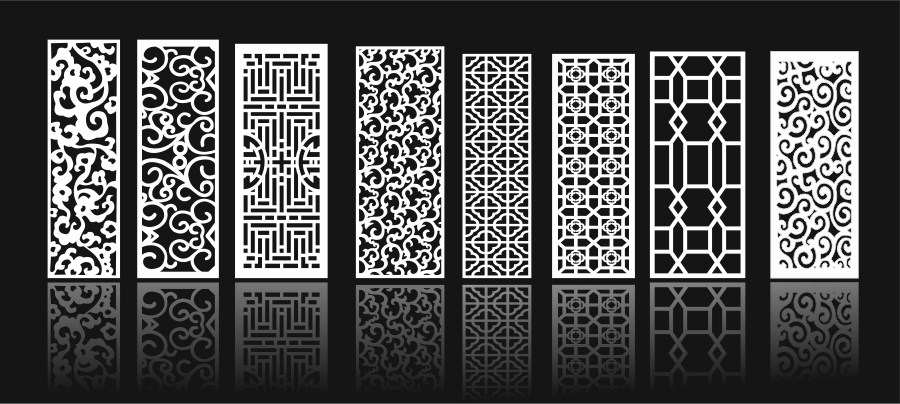 Grill Design Pattern Design Decoration Screens Set For Laser Cut Free Vector File