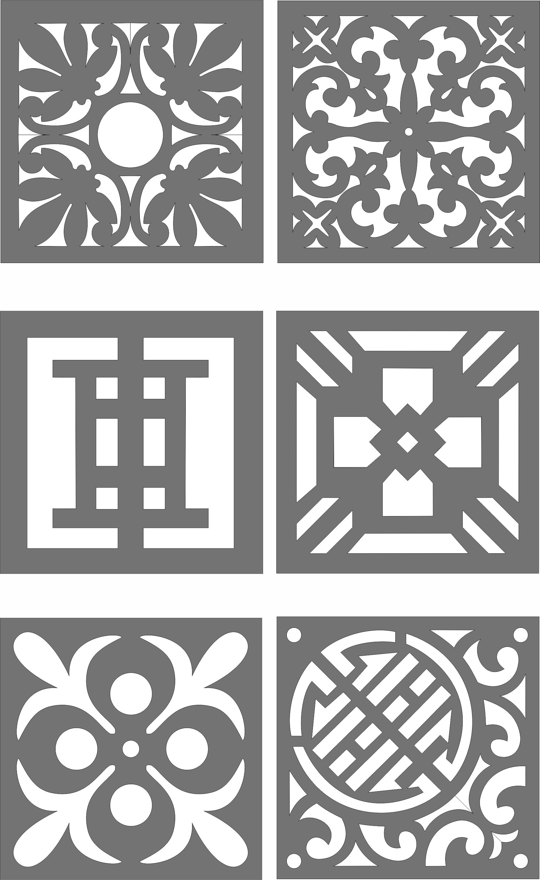 Grill Room Divider Patterns Set For Laser Cutting Free DXF File