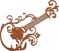 Guitar Clock For Laser Cut Plasma Free Vector File