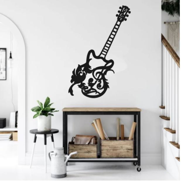 Guitar Metal Wall Art Gift For Guitar Player Free Vector File