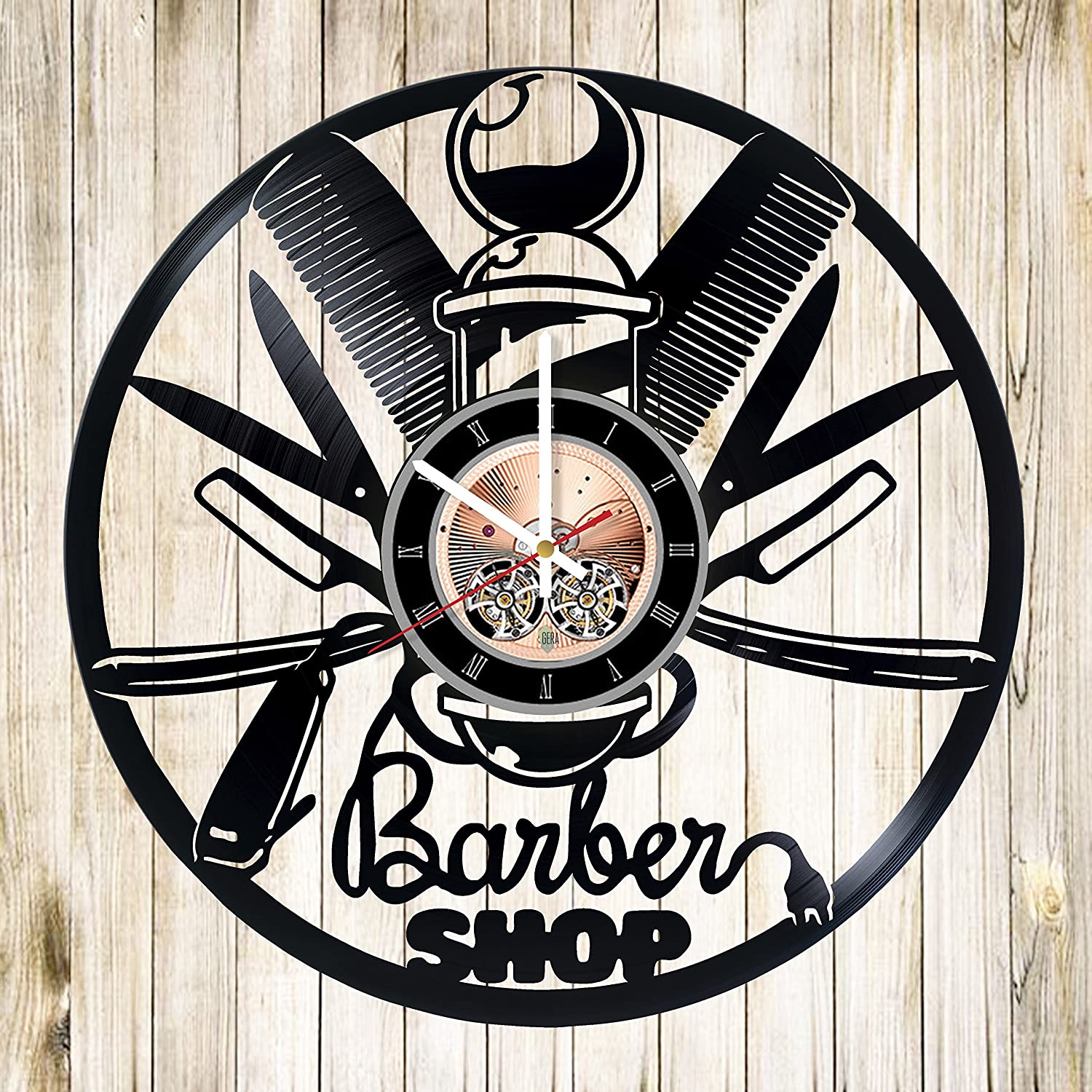 Hair Salon Wall Decor Vinyl Record Wall Clock For Laser Cut Free Vector File